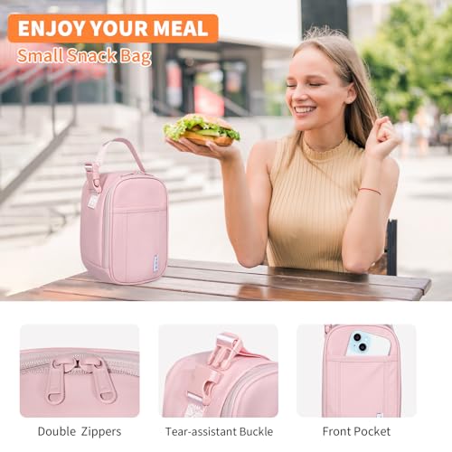 NOL Small Insulated Snack Bag Mini Freezable Cooler Pouch 3L fit 3 Cans | Wide-Mouth 6hours Cool & Warm Lightweight Leakproof Nylon Box for Work Travel Pink - color: Pink