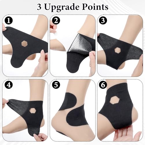 10 PCS Precut Kinesiology Tape for Ankle Cotton Elastic Athletic Ankle Tapes Comfort Breathable Waterproof Tape Sprain Pain Relief Ligament Muscle Provide Support Stability Marathon (Black)