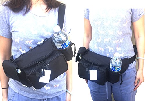 Explorer Black Large Polyester Water Resistant Waist Fanny Bag Purse Pack Men Women Girl Kids Outdoors Running Climbing Cute Fashion Waterproof Water Bottle Holder