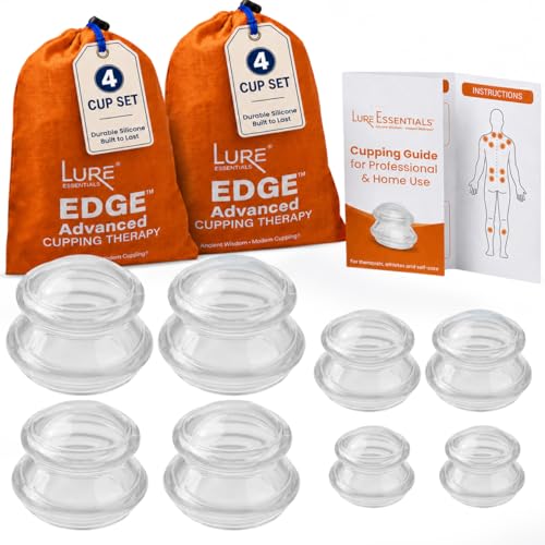 Silicone Cupping Set, Cupping Kit for Massage Therapy and Cellulite, 4 Cups - color: Clear, size: 8 Count