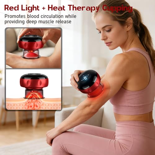 2 Pack Cupping Set, 7-in-1 Smart Cupping Therapy Massager. Red Light Cupping Therapy Set with 2 Modes for Targeted Muscle Soreness,Tighter Skin,Cupping Kit with 20 Levels Suction and Heat and Gua Sha - size: 2 PACK