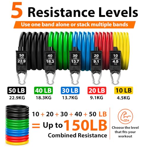 Resistance Bands Set with Handles and Door Anchor for Full Body Workout
