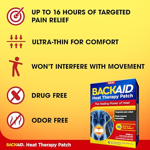 Backaid Heat Therapy Patch, Air-Activated Therapeutic Heat, Wide, 6 Count - size: 6 Count (Pack of 1)