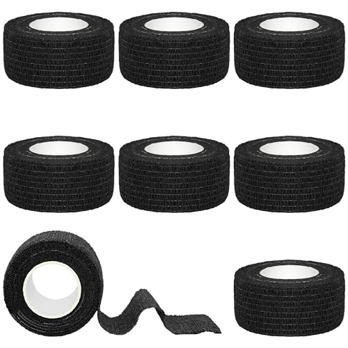 Tindobewan Self Adhesive Bandage Wrap, 1 Inch 8 Rolls Black - color: Black, size: 1 Inch
