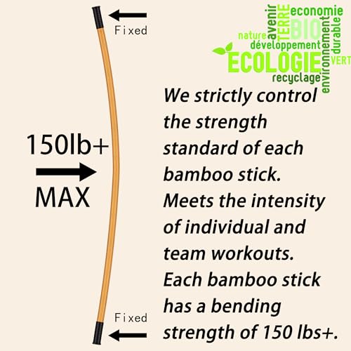 5ft Yoga Stick from Natural Bamboo with Non-Slip Handle-Stretching Stick for Mobility, Flexibility,Exercise,Workout, Physical Therapy,Pilates,Balance Fitness-Access Online Video Guide Without Any Info - color: Bamboo Deeper5ft