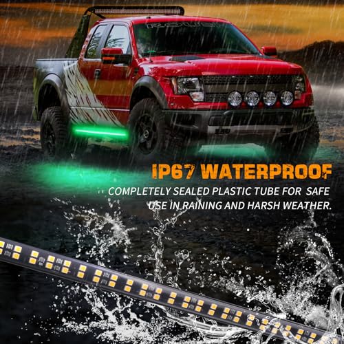 XRIDONSEN 2PCS 60 inch Running Board Lights Green Strobe Lights - color: Green