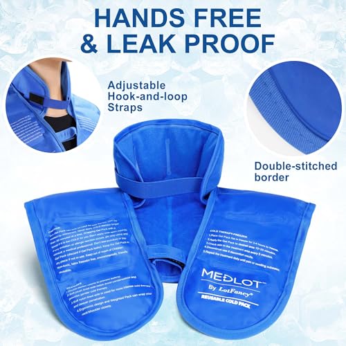 LotFancy Neck and Shoulder Ice Pack Wrap, Reusable Ice Pack for Injuries