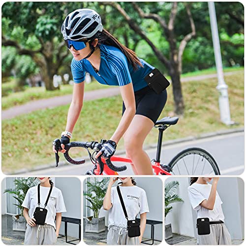KAMO Multifunction Phone Waist Bag - Diagonal Cross Body Smart Phone Case Outdoor Bag with Triple Zip for Women & Men - color: Black