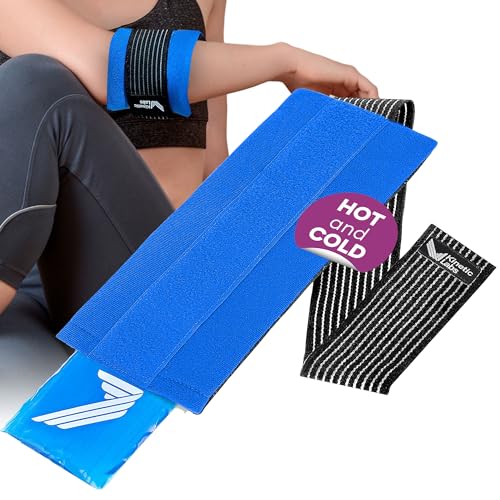 Ice Pack Wrap with Elastic Strap by Kinetic Labs - Hot Cold Gel Pack for Injuries - Reusable Ice Pack for Neck Foot Ankle Head Wrist Leg Shoulder Arm Thigh Knee Surgery (Regular)
