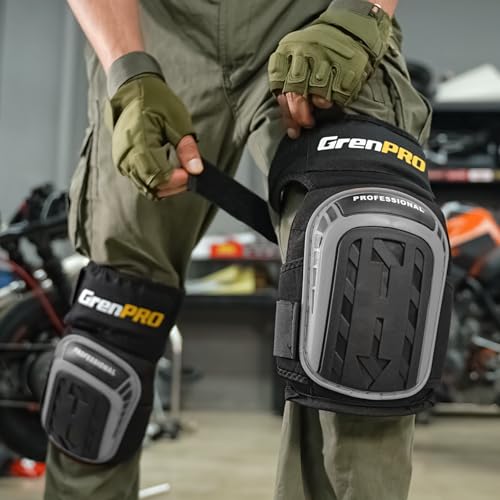 GRENPRO Heavy Duty Knee Pads, Gel Foam, Construction Work Gardening Gray - color: Gray