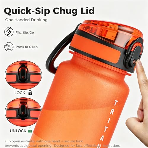 32oz Clear Tritan Water Bottle with Chug Lid - color: Red