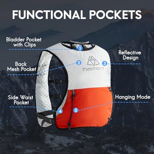 Haimont 5L Trail Running Hydration Vest with Soft Flasks - color: Orange, size: Medium