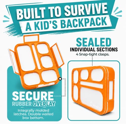 kinsho Bento Lunch Box, Ice Pack Insulated Bag for Kids Boys Teens, Orange - color: Orange