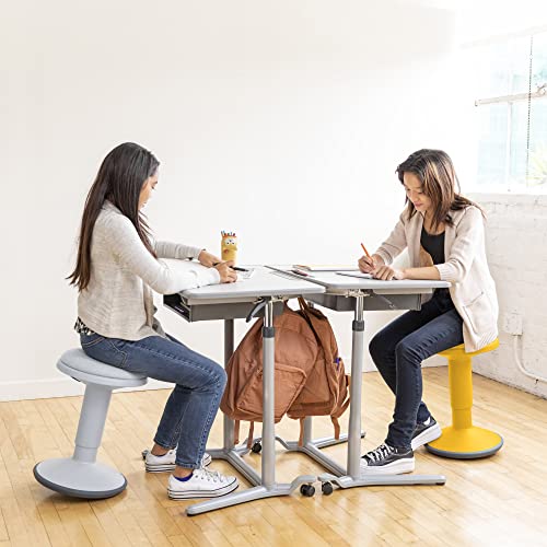 ECR4Kids Sitwell Wobble Stool with Cushion, Adjustable Height, Active Seating, Light Grey - color: Light Grey