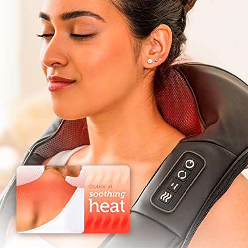 COMFIER Shiatsu Neck and Shoulder Massager with Heat,White Elephant Gifts for Adults,4D Deep Kneading Massage Pillow with Heat, Back Massager, Pillow Massage,Jet Black - color: Jet Black