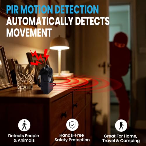 2 Packs Portable Mini Motion Detector Alarm-120DB Ear-Piercing Siren-SOS LED Light, Hotel Door Room Security Device for Female Women Kids Life Safety While Travelling Alone