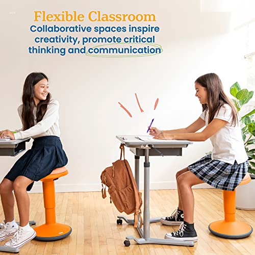 ECR4Kids Sitwell Wobble Stool with Cushion, Adjustable Height, Active Seating, Orange - color: Orange