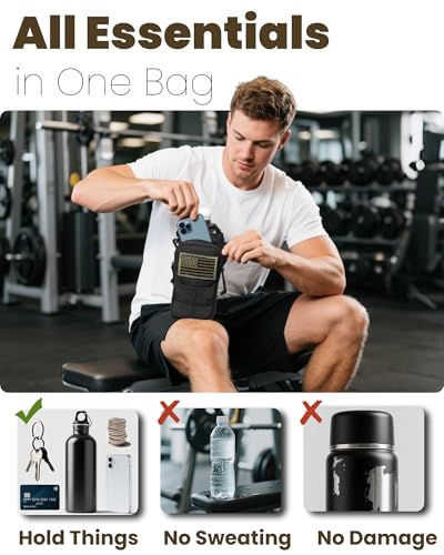 DEFUNX 32 Oz Water Bottle Holder with Strap Bottle Carrier Bag with Phone Pocket MOLLE System for Walking - color: Coyote Browm