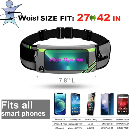 USHAKE Running Belt Fanny Pack for Women & Men, Phone Holder Waist Bag - color: Grey