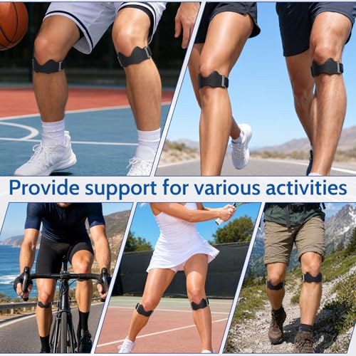 Silicone Patellar Tendon Support Strap, 2 Pack Knee Strap for Knee Pain Relief, Adjustable Knee Patella Band Strap for Tendonitis, Running, Squats