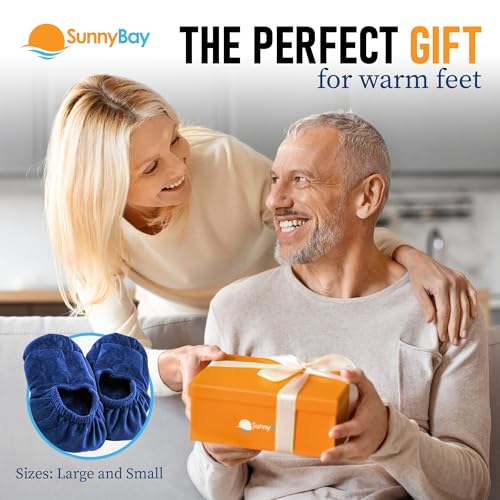 SunnyBay Microwavable Foot Warmer Slippers, Small, Navy Blue - size: Small