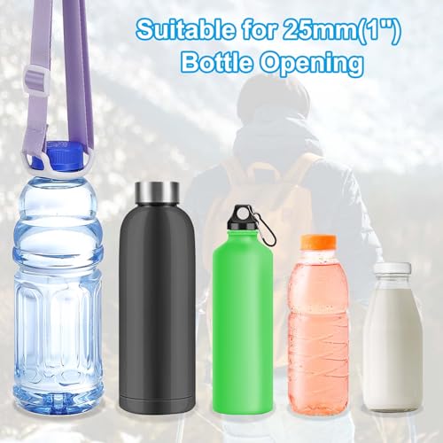 PATIKIL Water Bottle Lanyard, Adjustable Holder Shoulder Strap with Ring Buckle Carrier Clips for Walk Outdoor - color: Purple/White