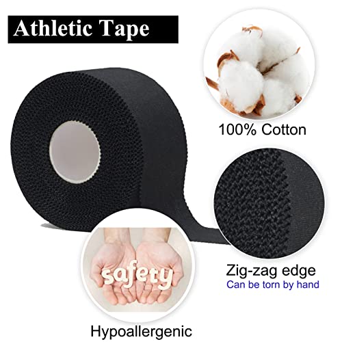 ADMITRY Athletic Tape,5 Pack Black Sports Tape - color: Athletic Tape Black(cotton)-5 Rolls