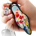 MUNIO Self Defense Keychain – Lightweight, Stylish & Portable Safety Tool for Women & Men – Non-Lethal Kubotan, Easy to Use - color: Painted Bloom