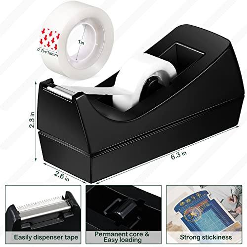 Yahenda 6 Pack Tape Dispenser, 20 Refills Weighted Non Skid,Black