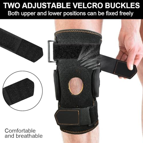 AOOWU Knee Support Open Patella, More Stable Hinge Structure, Knee Pads with Parallel Straps & Dual Side Stabilizers, Suitable for Arthritis, Meniscus Tear, Tendonitis, ACL, Ligament Injury, M - color: M