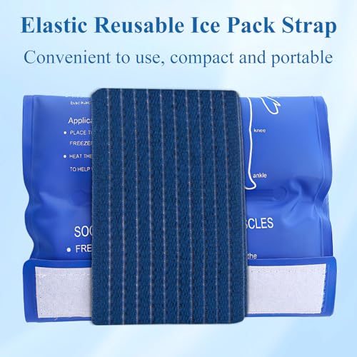 4-Pack Ice Pack Straps,35.5"x3"Elastic Ice Pack Wrap Holder with Hook&Loop - color: Blue