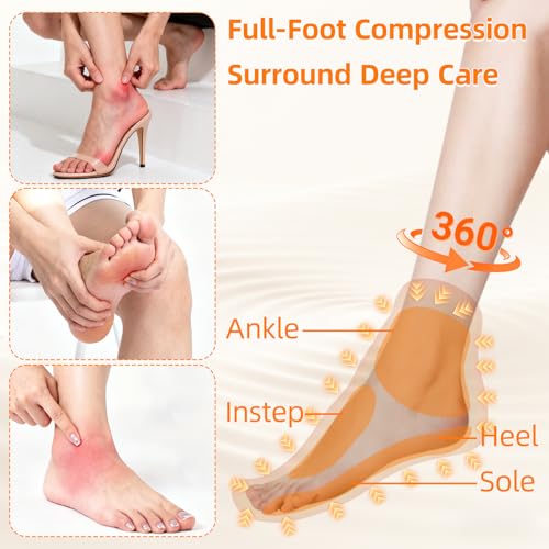 Cordless Air Compression Foot and Ankle Massager with Heat, 2 Pack - color: Black-2pc
