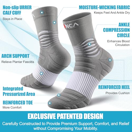 NEENCA Professional Compression Socks for Women Men Circulation, 20-30 mmHg - color: Gray White - 2 Pairs, size: Large