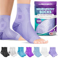BraceAbility Neuropathy Socks (Pair) - Peripheral Neuritis Compression Diabetic Toeless Foot Sleeves for Nerve Damage Pain in Feet, Ankle Gout, Plantar Fasciitis Relief Brace for Men and Women (Lilac - Standard - 1 Pair, Medium) - color: Lilac - Standard