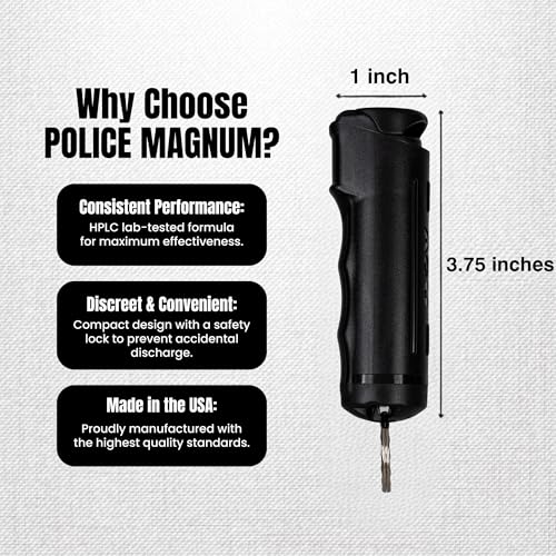 Police Magnum Keychain Pepper Spray Flip Top Safety 2 Pack 1/2oz - Maximum Heat Strength OC with Dye - Tactical Small Compact Case Holder - for Women & Men's Self Defense - Made in The USA - color: BLACK & HOT PINK