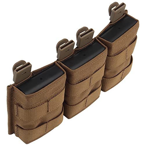 Triple Molle Mag Pouch 5.56 Tactical Open Top Magazine Holder Carrier with Quick Release Magazine Pouch Insert - color: CB