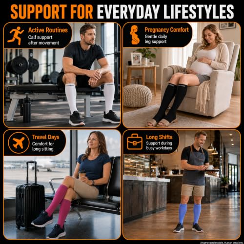 Doc Miller Open Toe Compression Socks, 20-30 mmHg, Knee High, Men & Women - color: Maroon, size: Medium