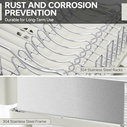 Urackify Dish Drying Rack, Stainless Steel Dish Rack for Kitchen Counter - color: Light Green