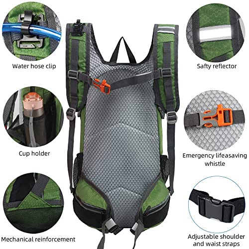 Hiking Daypack 15L Lightweight Waterproof Backpack - color: Olive