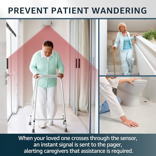Wireless Bed Alarm with 2 Motion Sensors and Caregiver Pager - size: 2 Motion Sensors + 1 Pager