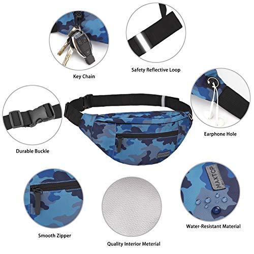 MAXTOP Camo Blue Fanny Pack for Men Cross Body Bag Carrying All Phones - color: Camo Blue, size: Large