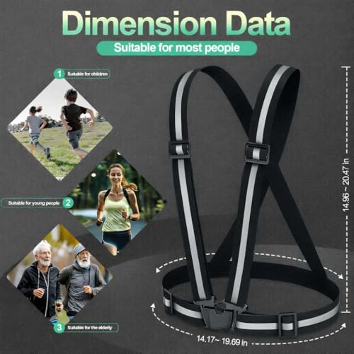 2 Packs Reflective Vest Running Gear, High Visibility Reflective Running Gear Adjustable Elastic Safety Vest for Night Jogging, Biking, Walking or Dog Walking, Running Vest for Men Women Children - color: Black