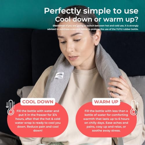 Ribcap Hot and Cold Water Wraps for Pain Relief | Light Grey | Hot Water Bottle with Cover | Extensive Coverage | Hands Free Strap | Lasting Heat & Cold | Leak Proof - color: Light Grey