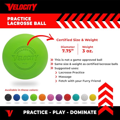 Velocity Lacrosse Balls - 1, 2, 3, 6, 12, 18, 24, 36, 60 and 120 Packs - for Practice, Official NFHS and College Approved Size - color: Lime Green, size: 2 Balls, style: Practice Ball