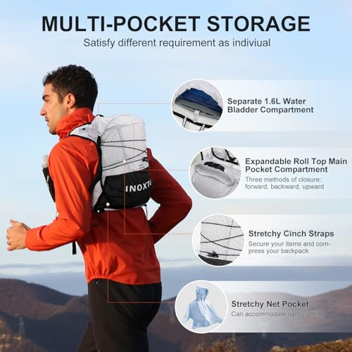 IX INOXTO Running Vest Hydration Backpack, Lightweight Running Backpack - color: Gray