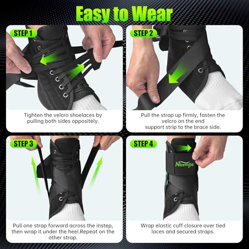 Quick Lace Up Ankle Brace with Stabilizing Pads for Men & Women(L) - size: Large