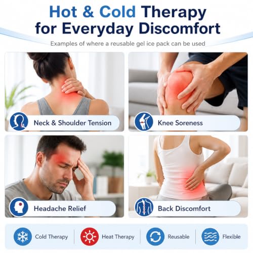 Reusable Hot Cold Gel Ice Pack for Pain Relief (12"x4.7", 2 Pack) - color: Blue - 12" X 4.7" - 2 Ice Packs