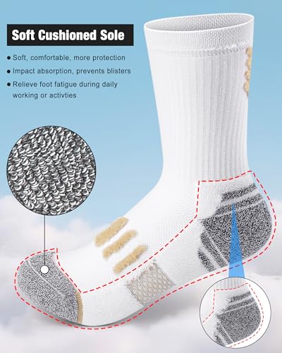 Crew Socks for Women Cushioned Athletic Running Hiking Compression 5 Pairs - color: 5 Pairs Crew Socks, size: 6-8