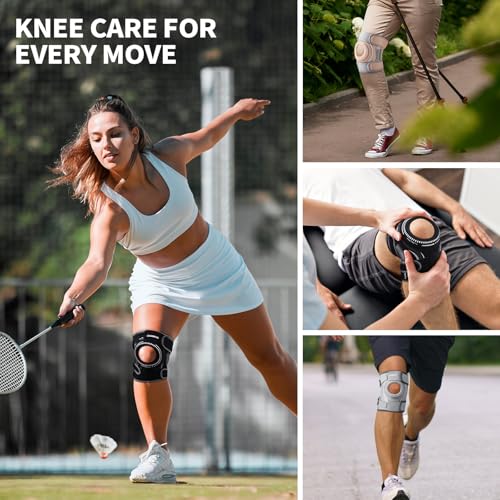CAMBIVO Knee Brace with Side Stabilizers & Gel Pad, Open Patella Adjustable - color: Black, size: XX-Large