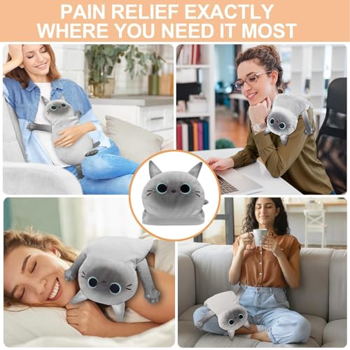 Microwave Heating Pad for Cramps Pain Relief, 22 * 13'' Moist Microwavable Stuffed Animal Period Menstrual Heating Pads for Back, Neck Shoulder and Knee, Big Siamese Cat - size: Large Siamese Cat